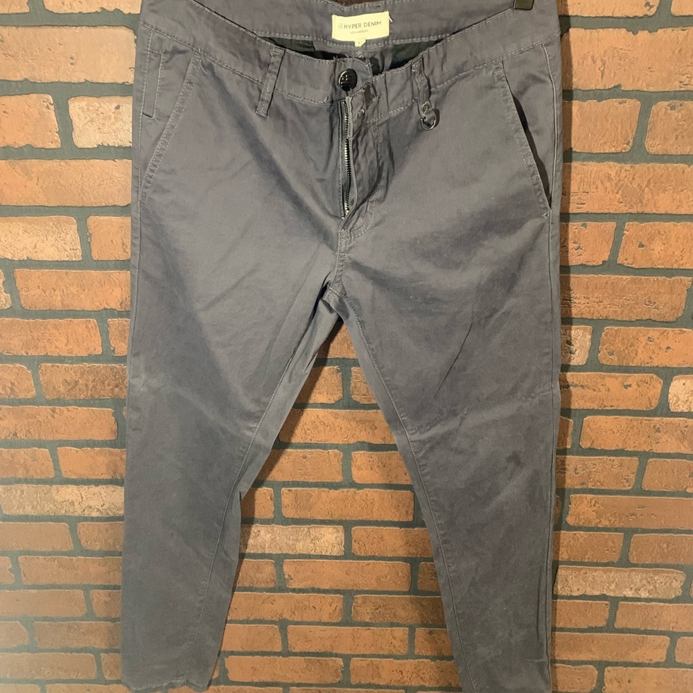 Mens hyper denim slim pants dark grey size 32